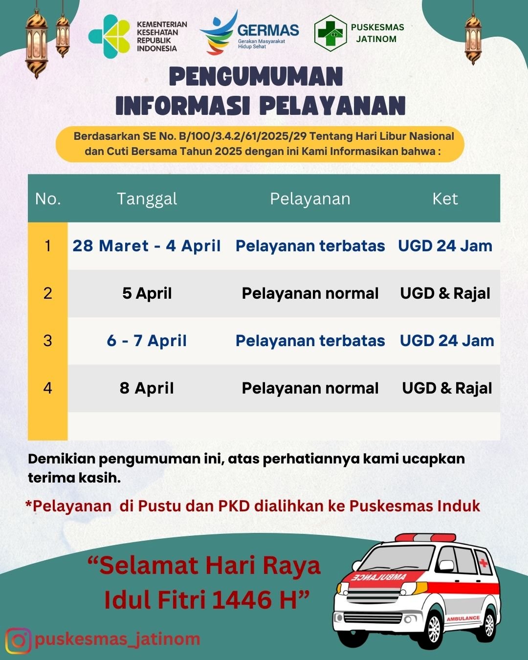 PENGUMUMAN INFORMASI PELAYANAN