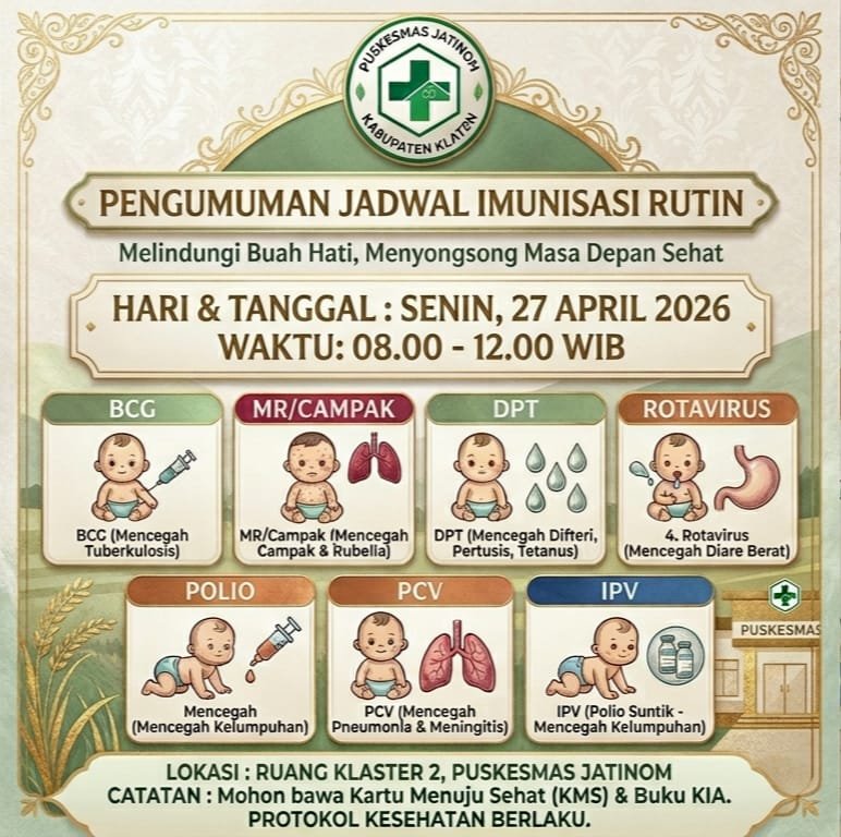 PENGUMUMAN JADWAL IMUNISASI RUTIN BULAN APRIL 2026