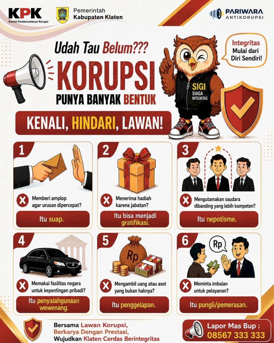 SUKSESKAN PARIWARA ANTIKORUPSI 2026 "Bersama LAWAN KORUPSI Berkarya DENGAN PRESTASI Wujudkan Klaten CERDAS BERINTEGRITAS "
